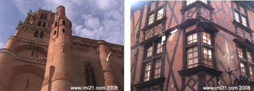 View of the cathedral and old buildings in Albi