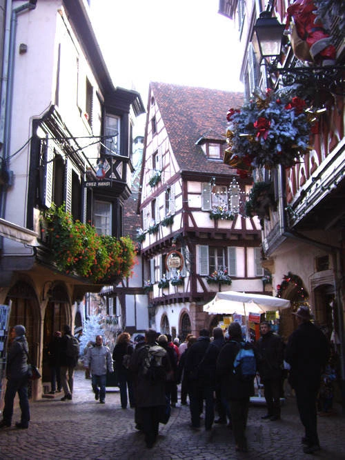Cobble streets and half-timbered houses