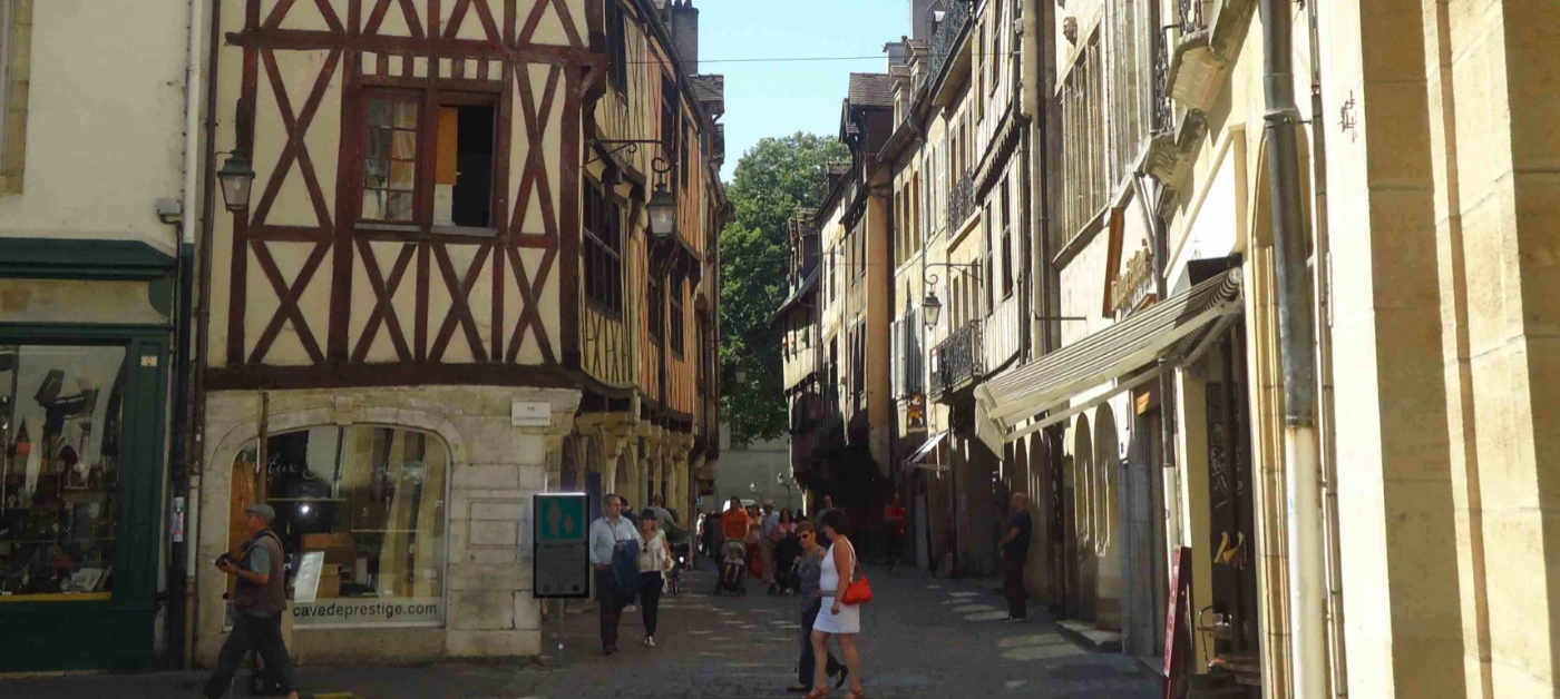 Street view with cafe in Dijon