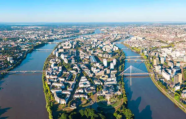 The Loire river flowing through Nantes