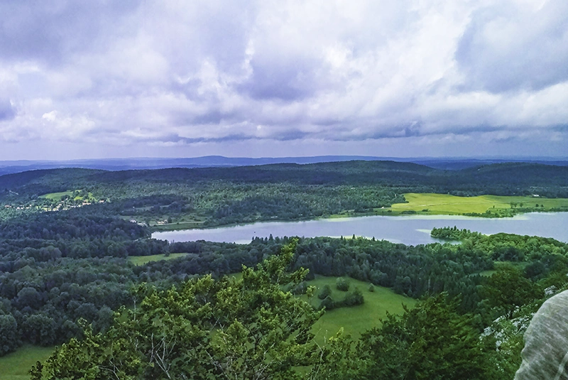 The hills and lakes in the Jura