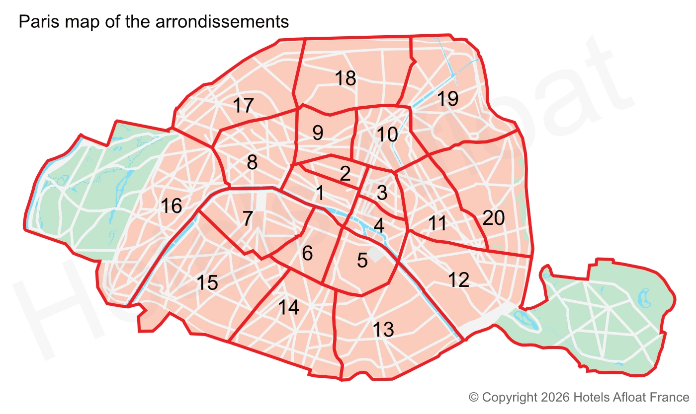 Paris Arrondissements map