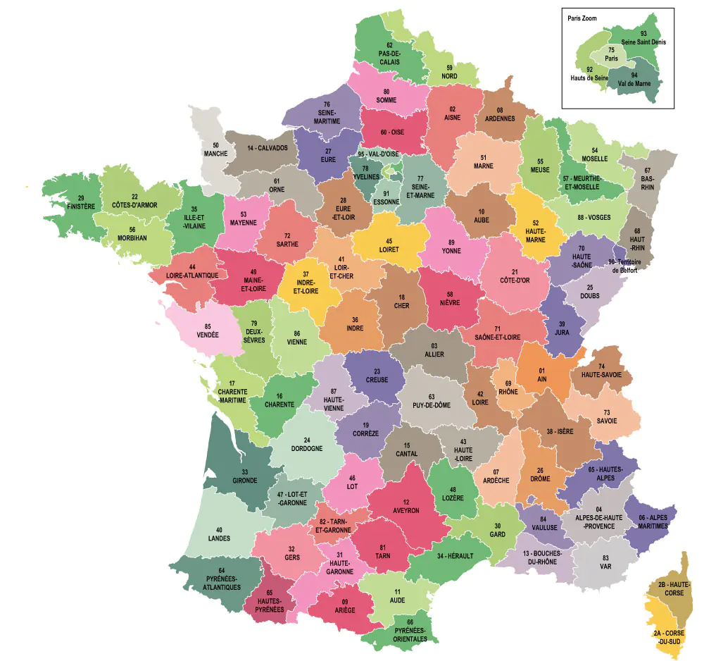 Map Of France Departments - Allina Madeline