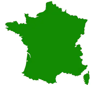 Filled in map of France