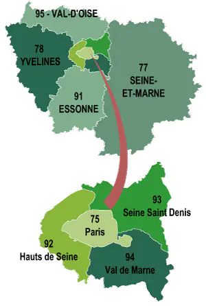 The departments of Paris Ile de France