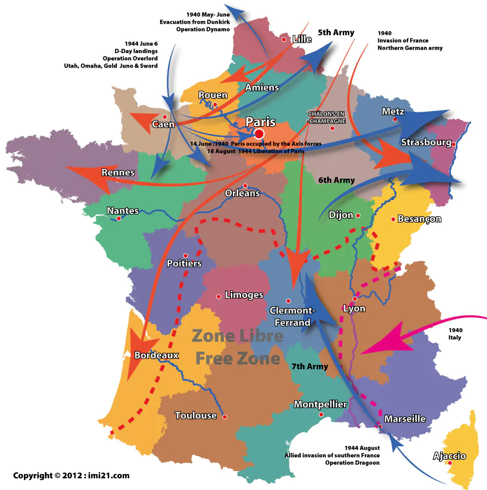 World War 2 map of France