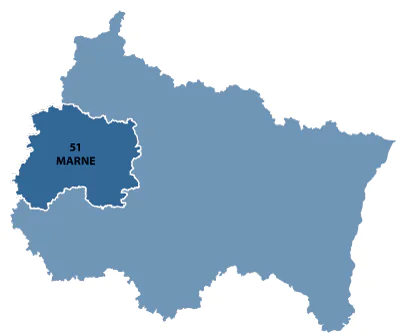 Map of Champagne-Ardenne in France