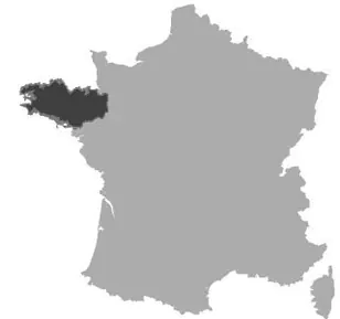 Map of Brittany in France