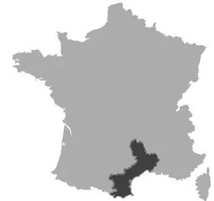 Map of Languedoc-Roussillon in France