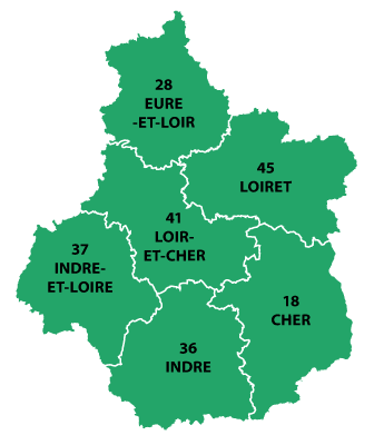 The departments in Centre-Val de Loire