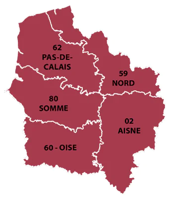 The departments in Hauts-de-France
