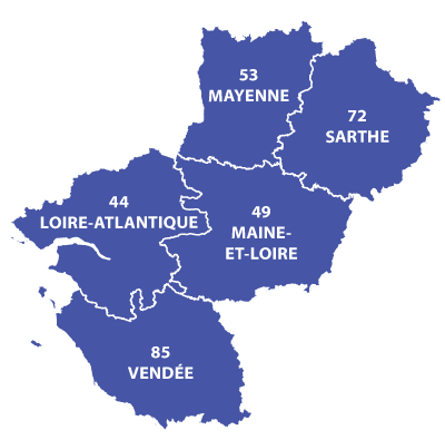 The departments in Pays-de-la-Loire