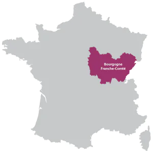 Map of Bourgogne Franche-Comté in France