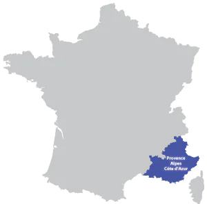 Map of Provence-Alpes-Côte d'Azur in France