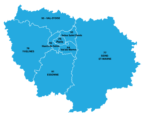 Map of Île-de-France in France