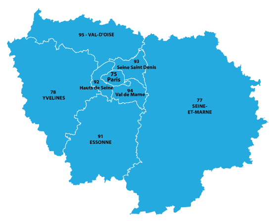 Map of Paris-Isle-of-France in France