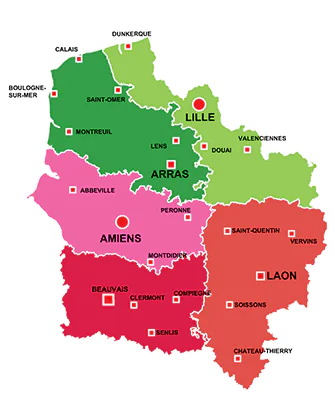 The towns in Hauts-de-France