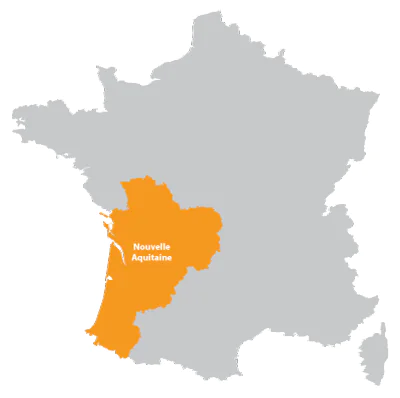A map of La Nouvelle-Aquitaine