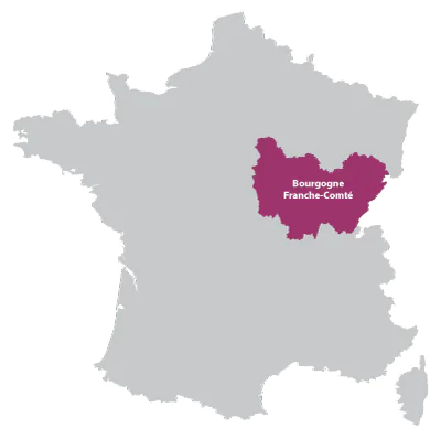 A map of Bourgogne-Franche-Comté
