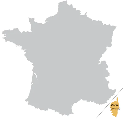 Map of Corsica in France