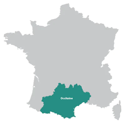 Map of Languedoc-Roussillon in France