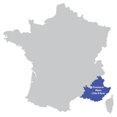 Map of Provence-Alpes-Azur in France
