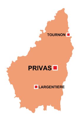 Department map of Ardèche
