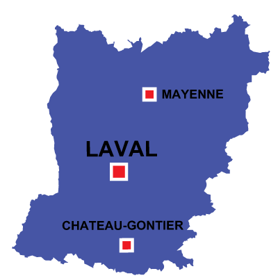 Department map of Mayenne