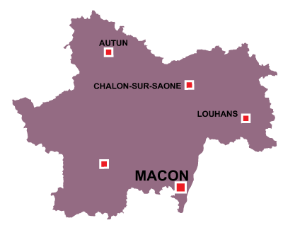 Department map of Saône et Loire